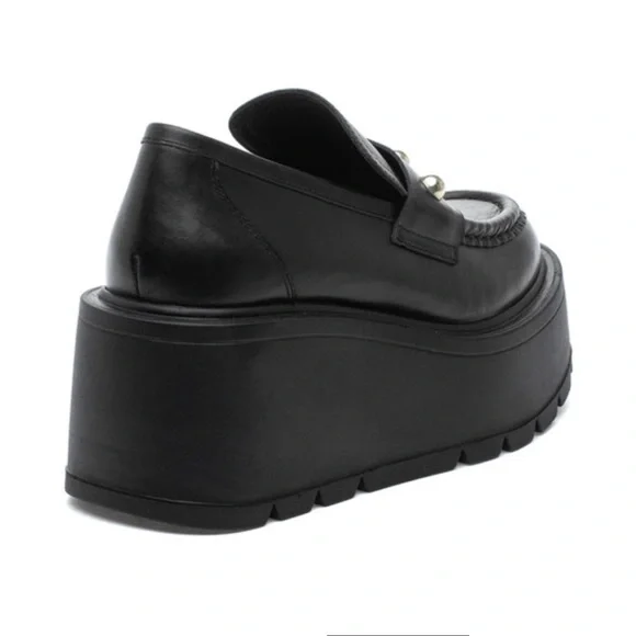 NWT J/SLIDES VICKY Black Leather Platform - Picture 5 of 16